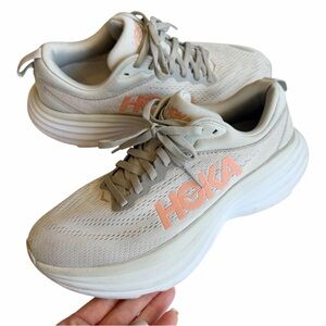 Hoka Womens Bondi 8 Running Sneakers Size 6.5B 38 EUR Harbor Mist Lunar Rock
